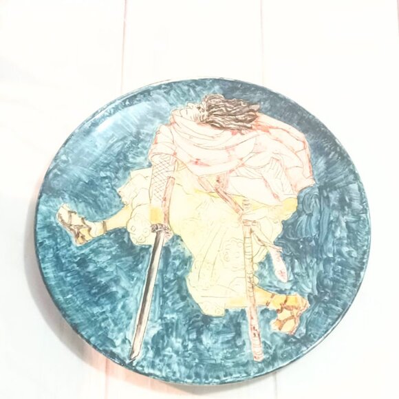 Young Samurai Hand Painted Plate - Vintage 1979 Signed- Artist L.P. Cole - Picture 12 of 15